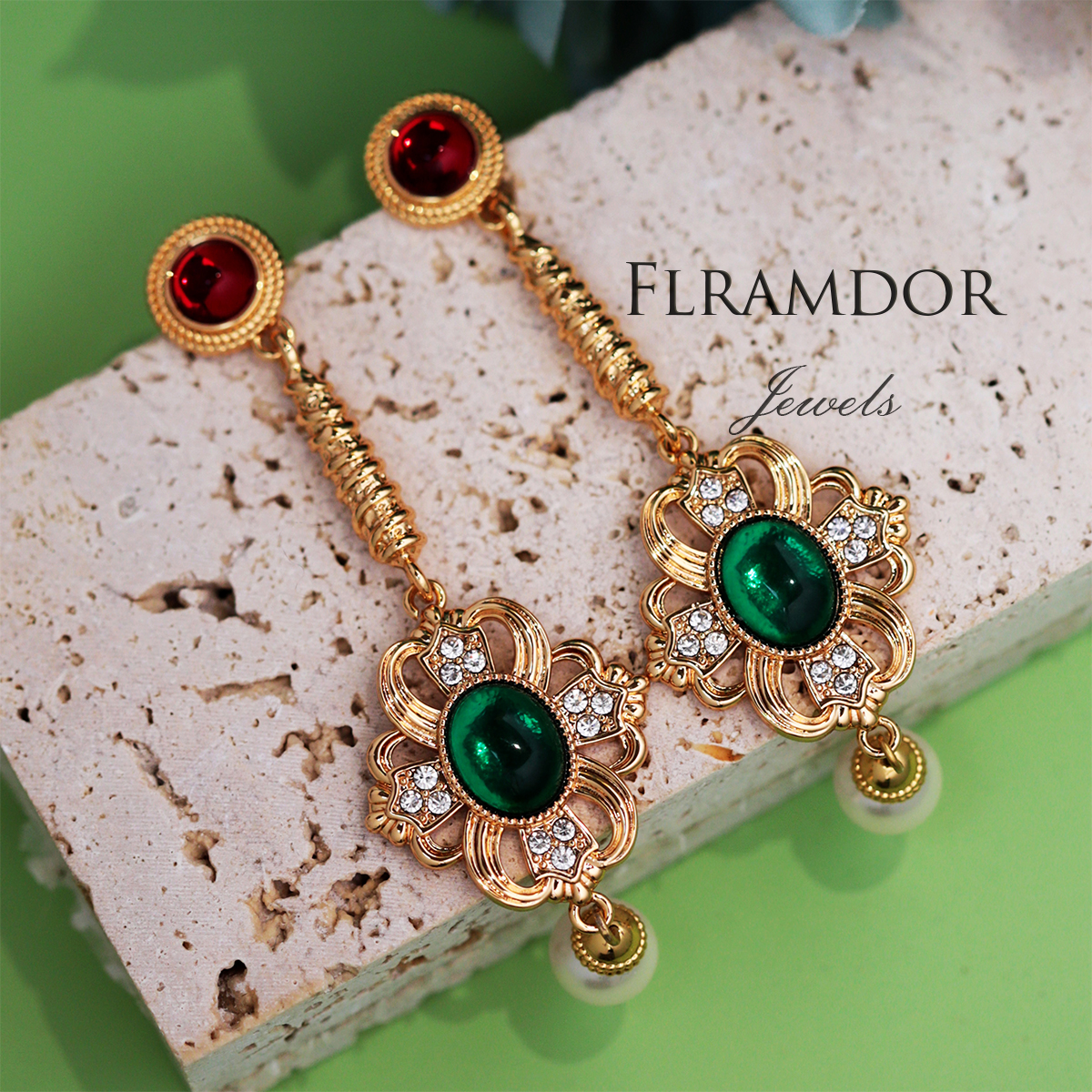 Benjamin Green Glaze Vintage Earrings