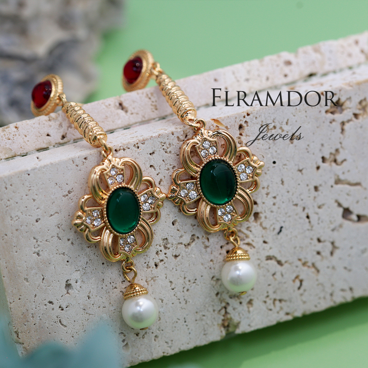 Benjamin Green Glaze Vintage Earrings