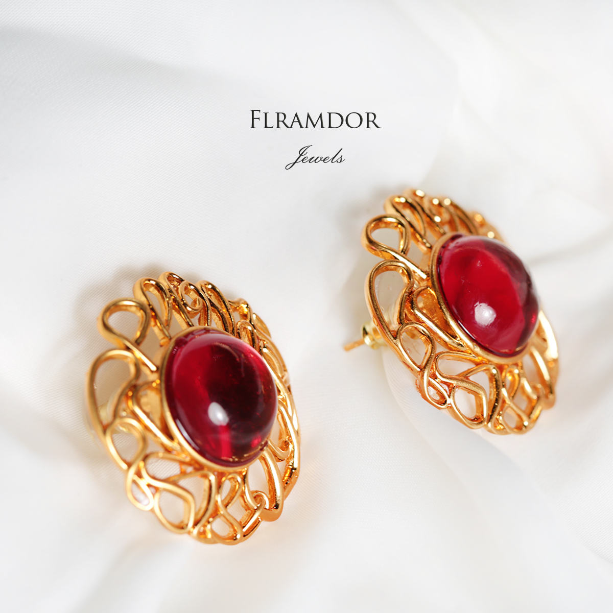 Red glass earrings