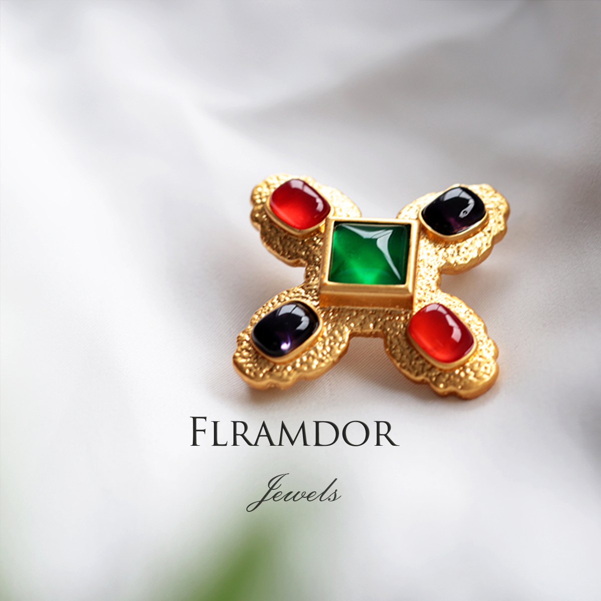 Vintage glass cross brooch thumbnail 3