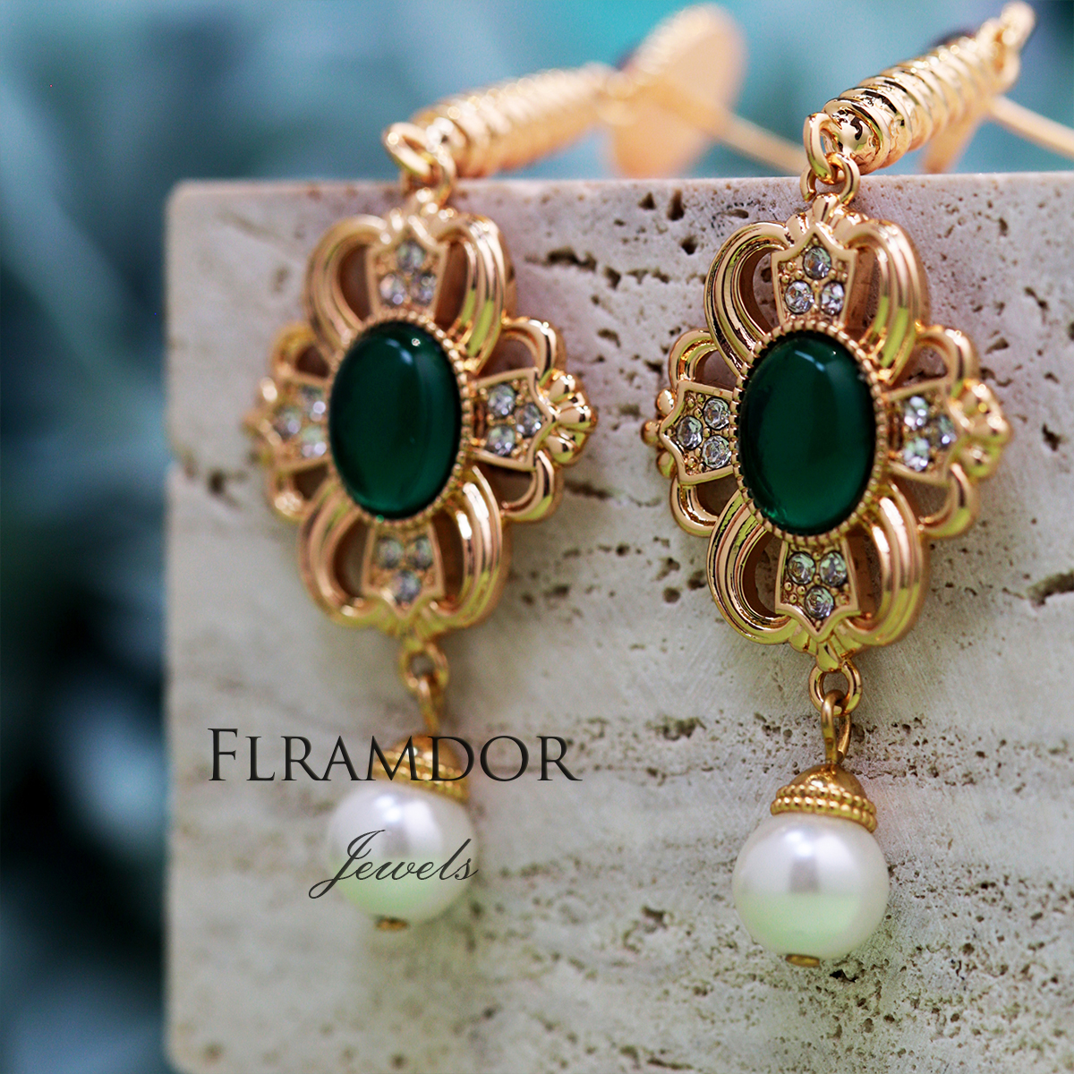 Benjamin Green Glaze Vintage Earrings thumbnail 3