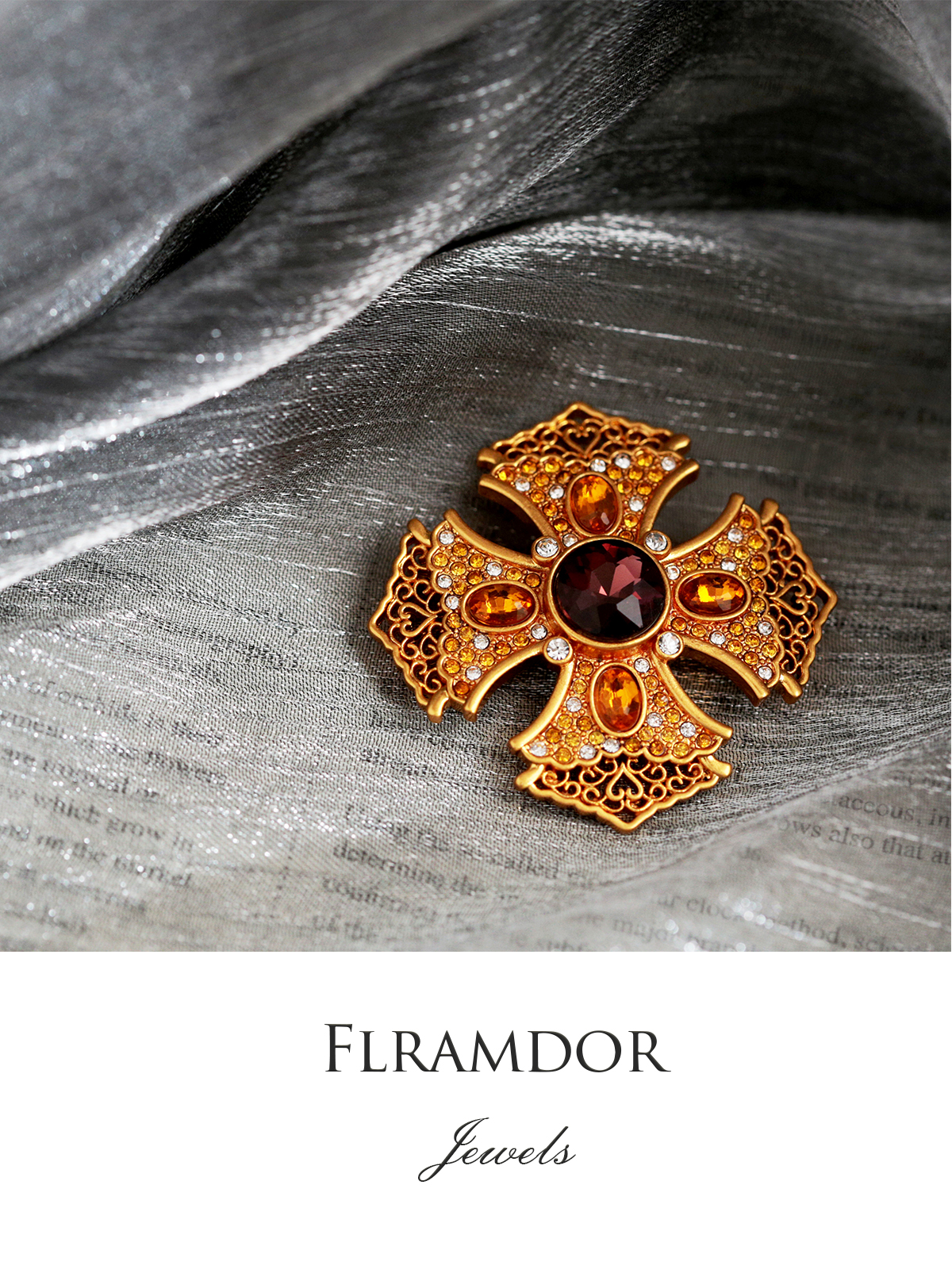 Vintage cross brooch thumbnail 3