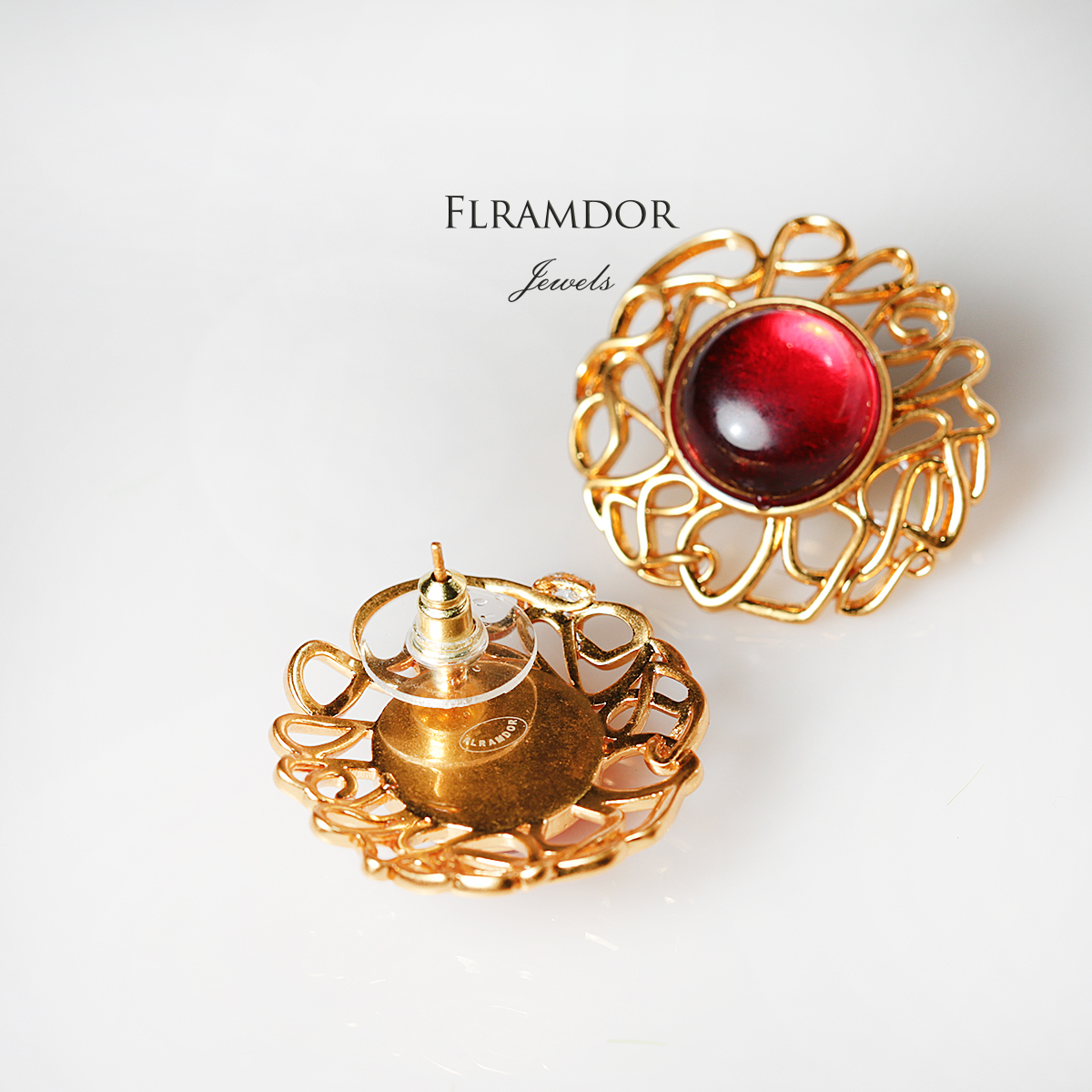 Red glass earrings thumbnail 4