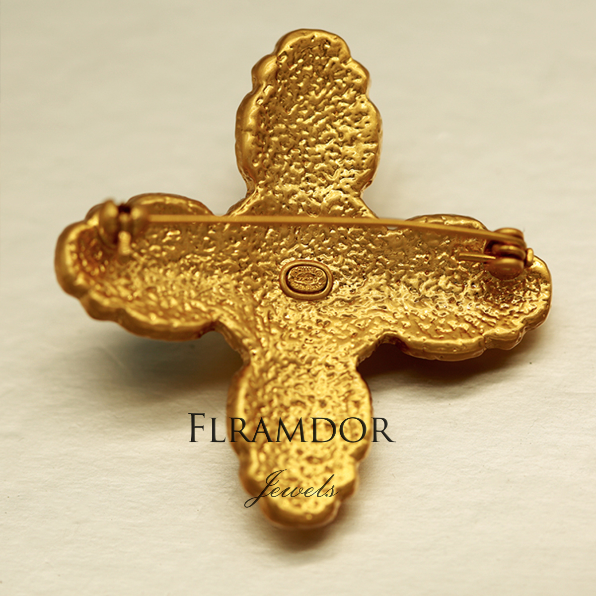 Vintage glass cross brooch thumbnail 5