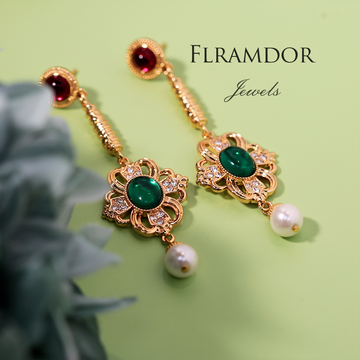 Benjamin Green Glaze Vintage Earrings thumbnail 5