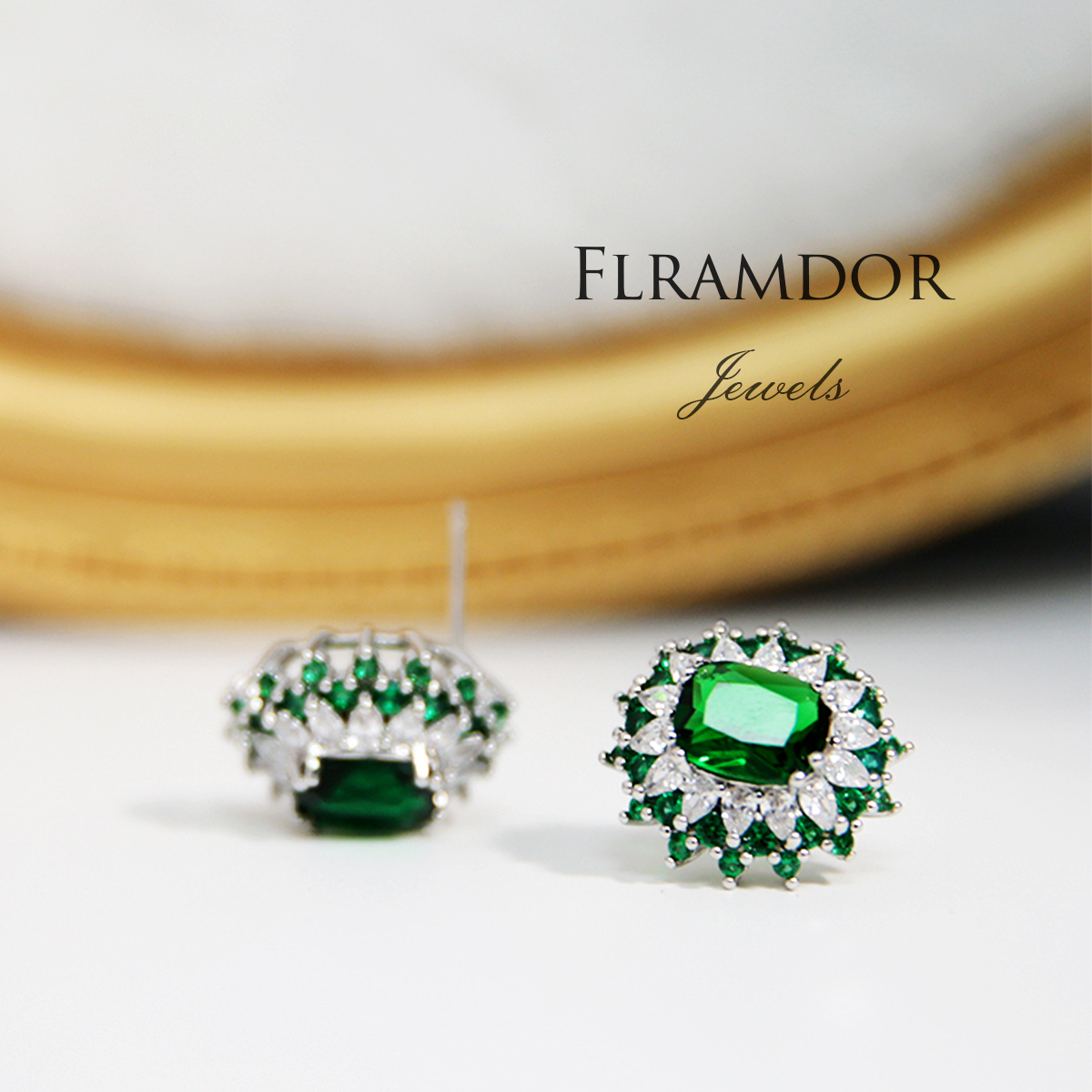 Green gemstone earrings thumbnail 6