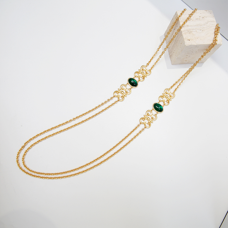 Twin Star Retro Glaze Necklace